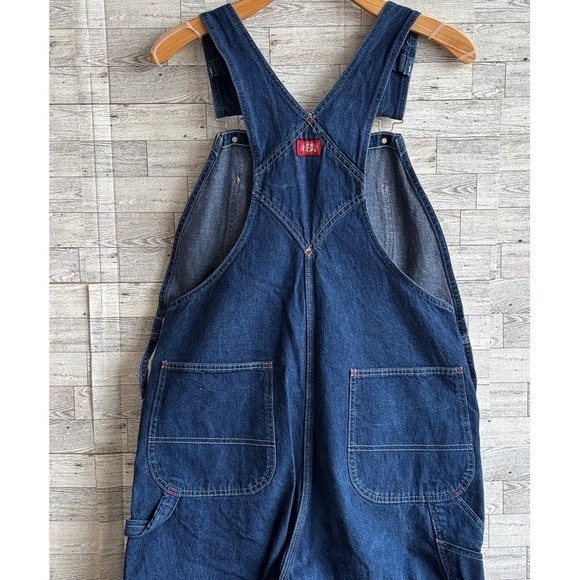 Dickies Denim Jean Overalls Bibs Carpenter Dark‎ Blue workwear y2K  Large - Picture 4 of 8